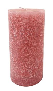 Preview: Stumpenkerze mit Mandala Gravur 7x14cm - 2 Farben -